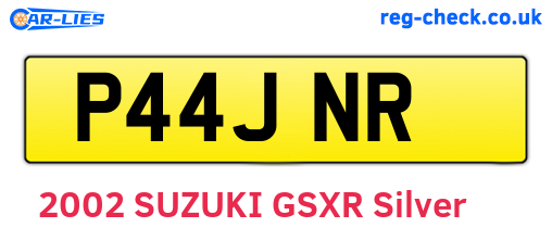 P44JNR are the vehicle registration plates.