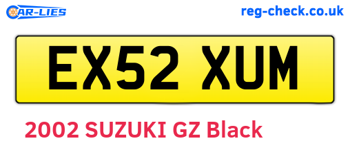 EX52XUM are the vehicle registration plates.