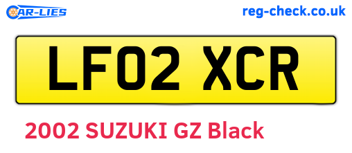 LF02XCR are the vehicle registration plates.