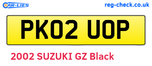PK02UOP are the vehicle registration plates.