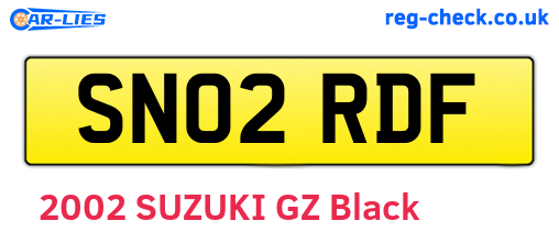 SN02RDF are the vehicle registration plates.