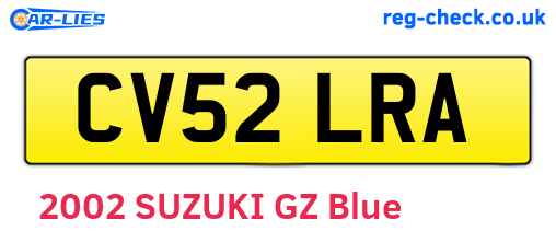 CV52LRA are the vehicle registration plates.