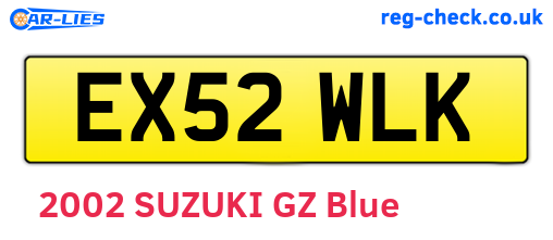 EX52WLK are the vehicle registration plates.