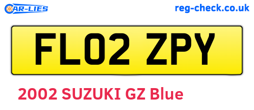 FL02ZPY are the vehicle registration plates.