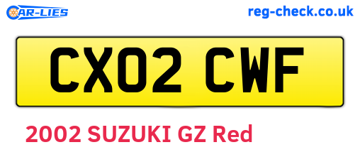 CX02CWF are the vehicle registration plates.