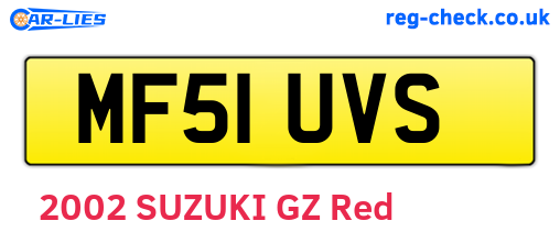MF51UVS are the vehicle registration plates.