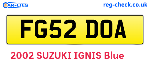 FG52DOA are the vehicle registration plates.