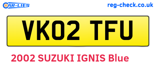 VK02TFU are the vehicle registration plates.