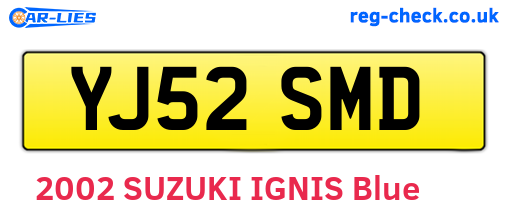 YJ52SMD are the vehicle registration plates.