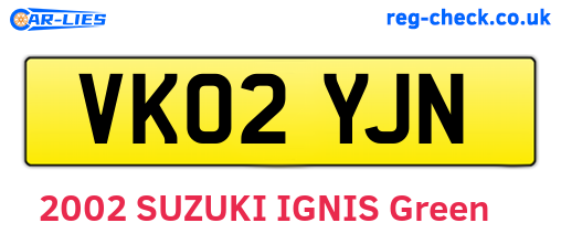 VK02YJN are the vehicle registration plates.