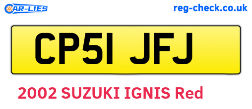 CP51JFJ are the vehicle registration plates.