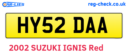 HY52DAA are the vehicle registration plates.
