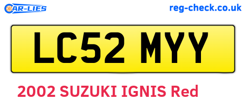 LC52MYY are the vehicle registration plates.