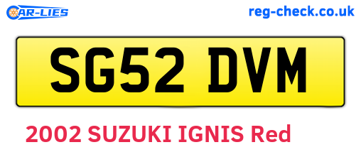 SG52DVM are the vehicle registration plates.