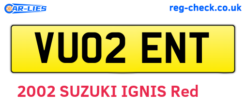 VU02ENT are the vehicle registration plates.