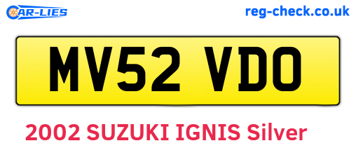 MV52VDO are the vehicle registration plates.