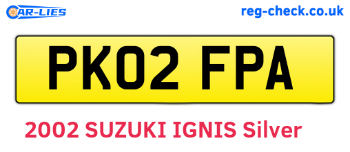 PK02FPA are the vehicle registration plates.