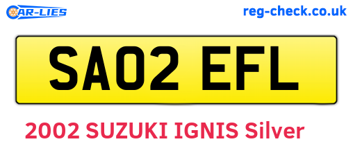 SA02EFL are the vehicle registration plates.