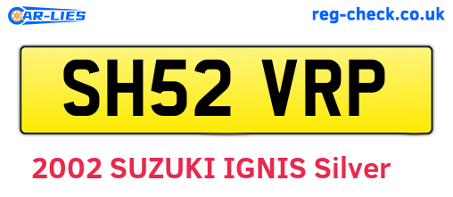 SH52VRP are the vehicle registration plates.