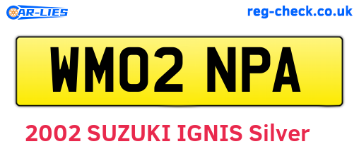 WM02NPA are the vehicle registration plates.