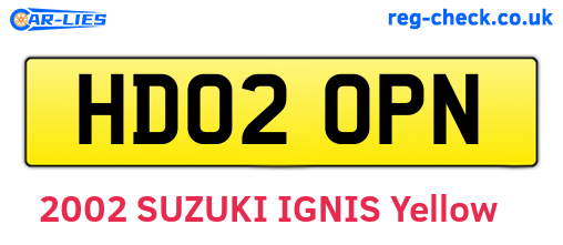 HD02OPN are the vehicle registration plates.
