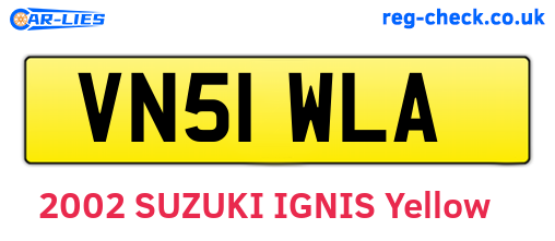VN51WLA are the vehicle registration plates.