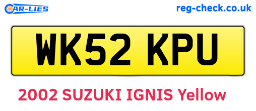 WK52KPU are the vehicle registration plates.