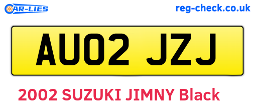 AU02JZJ are the vehicle registration plates.