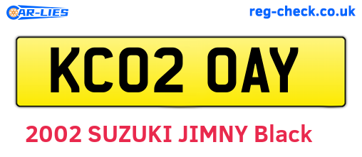 KC02OAY are the vehicle registration plates.