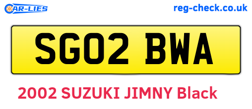 SG02BWA are the vehicle registration plates.