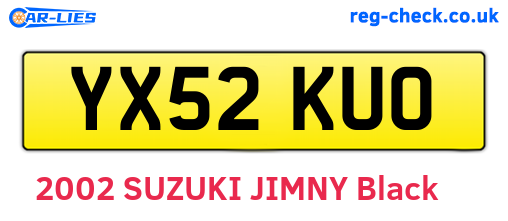 YX52KUO are the vehicle registration plates.