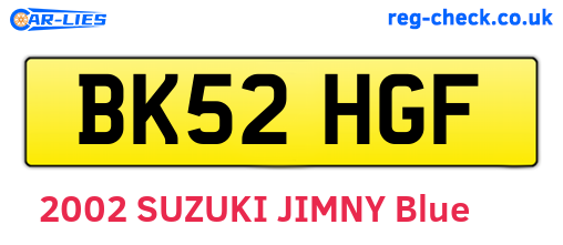 BK52HGF are the vehicle registration plates.