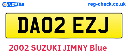 DA02EZJ are the vehicle registration plates.