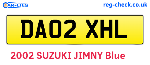 DA02XHL are the vehicle registration plates.
