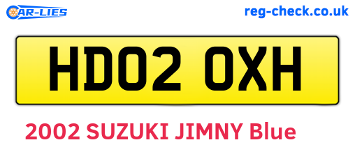HD02OXH are the vehicle registration plates.