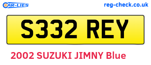 S332REY are the vehicle registration plates.