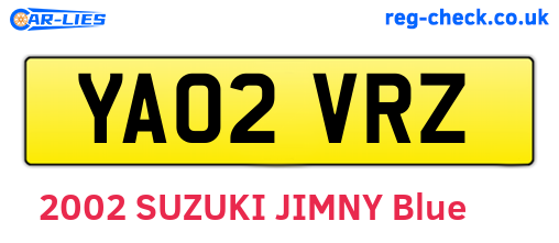 YA02VRZ are the vehicle registration plates.