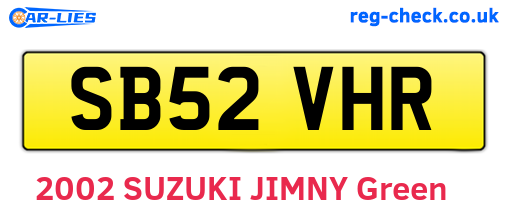 SB52VHR are the vehicle registration plates.