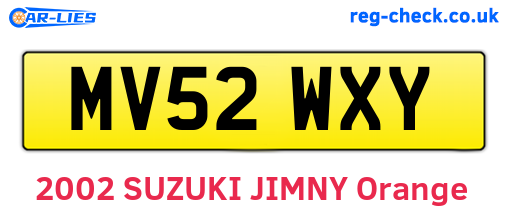 MV52WXY are the vehicle registration plates.