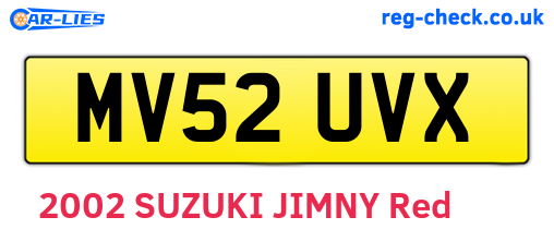 MV52UVX are the vehicle registration plates.