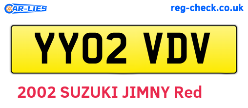 YY02VDV are the vehicle registration plates.