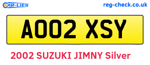 AO02XSY are the vehicle registration plates.