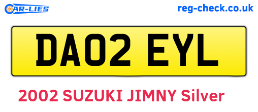 DA02EYL are the vehicle registration plates.