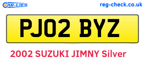 PJ02BYZ are the vehicle registration plates.