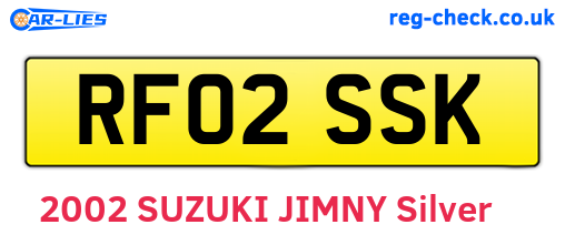 RF02SSK are the vehicle registration plates.