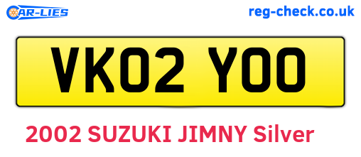 VK02YOO are the vehicle registration plates.