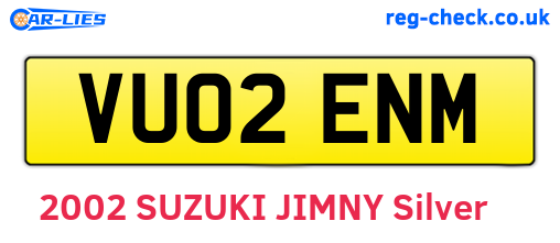 VU02ENM are the vehicle registration plates.