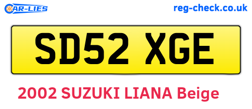 SD52XGE are the vehicle registration plates.