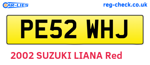 PE52WHJ are the vehicle registration plates.