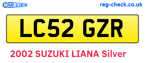 LC52GZR are the vehicle registration plates.